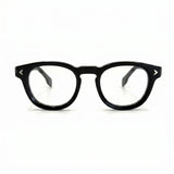 MiGAFAS F0116 Black Boston acetate prescription eyeglasses, front view