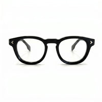 MiGAFAS F0116 Black Boston acetate prescription eyeglasses, front view