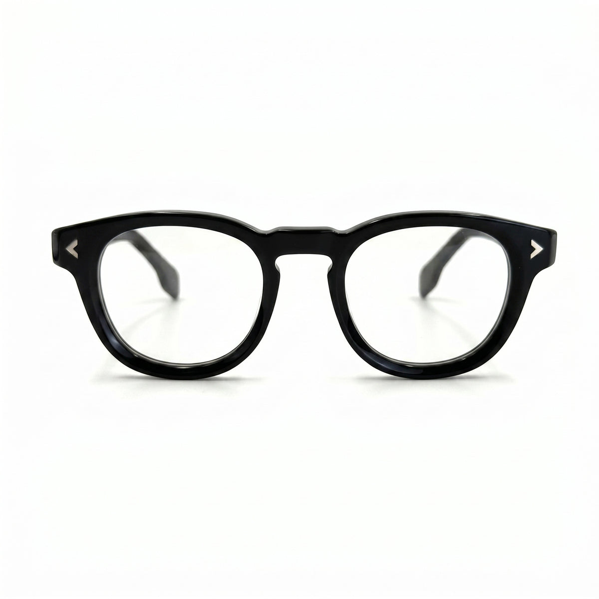 MiGAFAS F0116 Black Boston acetate prescription eyeglasses, front view