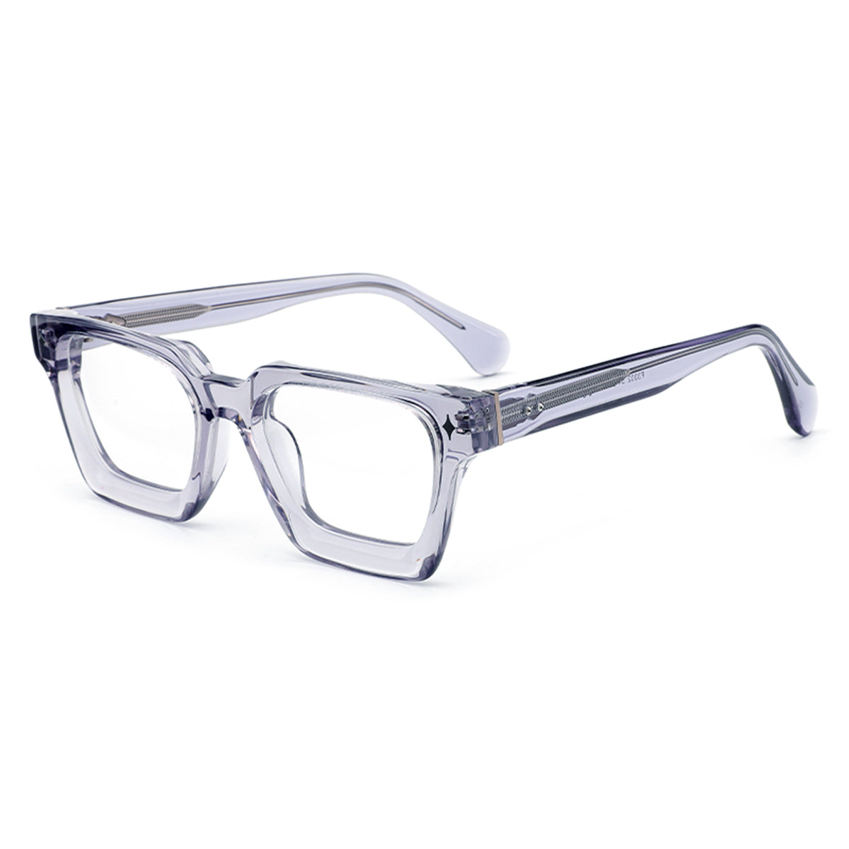MiGAFAS E4413 Gray acetate square eyeglasses three-quarter view