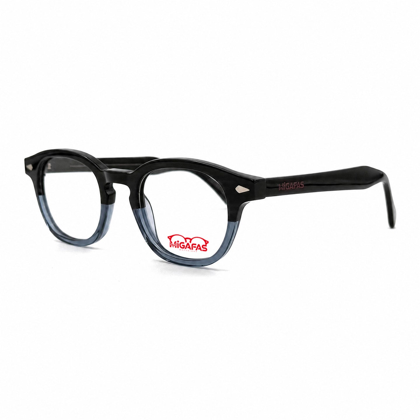MiGAFAS F6042 round acetate prescription eyeglasses, lifestyle view 2