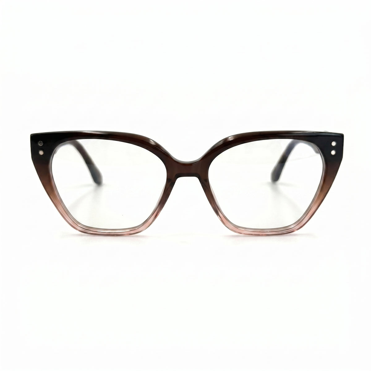 MiGAFAS F0104 Brown cat-eye acetate prescription eyeglasses, front view