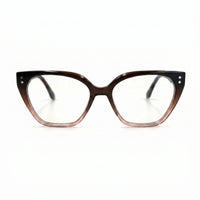 MiGAFAS F0104 Brown cat-eye acetate prescription eyeglasses, front view
