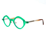 MiGAFAS 87918 polygonal acetate prescription eyeglasses, three-quarter view