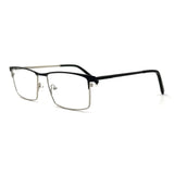 MiGAFAS XK4764 Black stainless steel browline eyeglasses three-quarter view