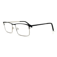 MiGAFAS XK4764 Black stainless steel browline eyeglasses three-quarter view