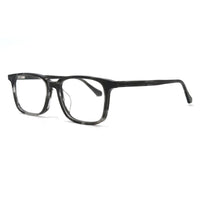 MiGAFAS MM224 gray wood-grain square acetate eyeglasses, three-quarter view