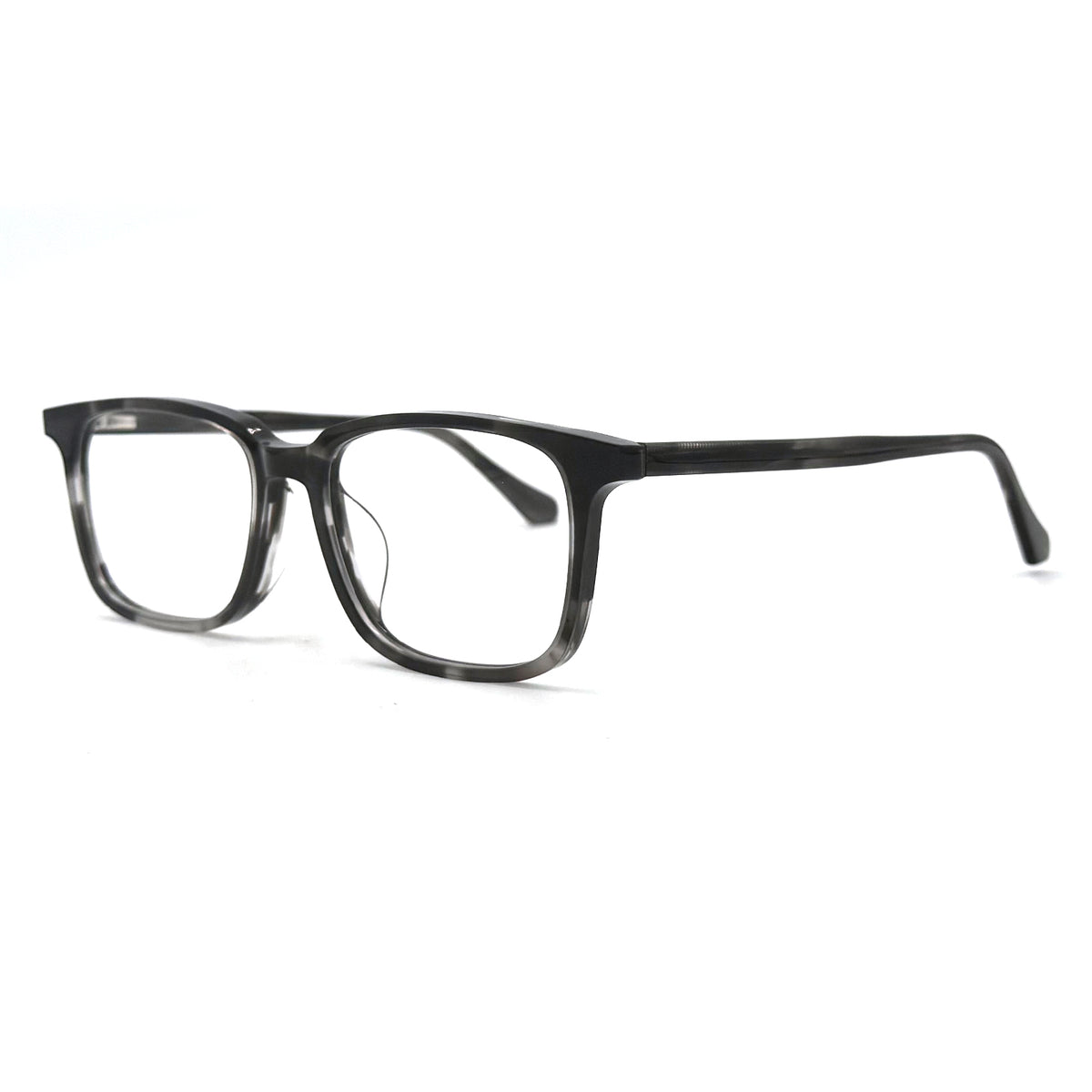 MiGAFAS MM224 gray wood-grain square acetate eyeglasses, three-quarter view