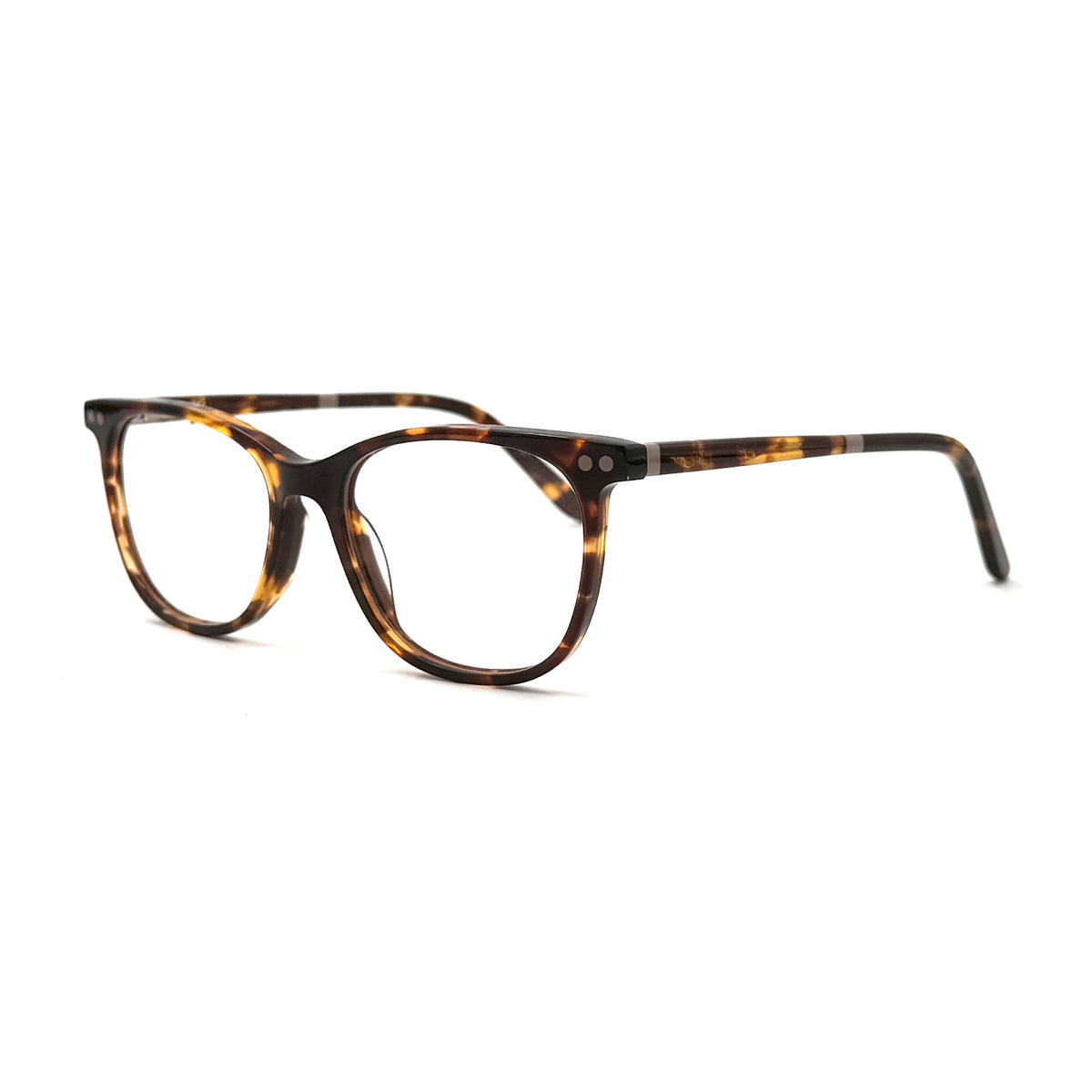 MiGAFAS C0001 Havana cat-eye acetate prescription eyeglasses, three-quarter view