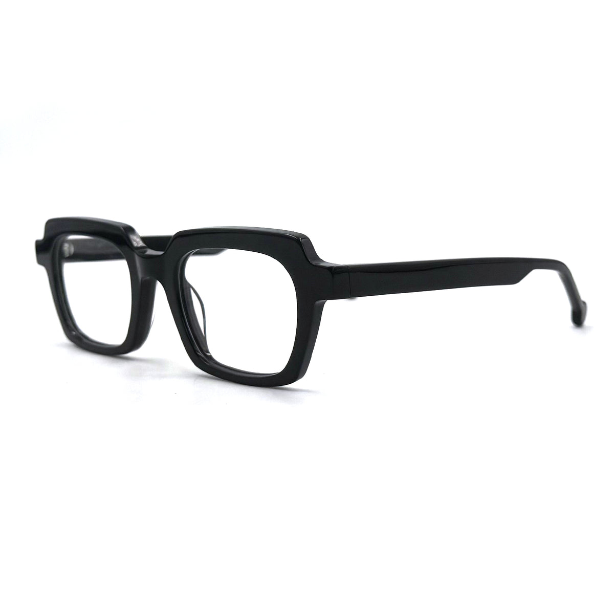 MiGAFAS CRM5140 black square acetate prescription eyeglasses, three-quarter view