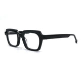 MiGAFAS CRM5140 black square acetate prescription eyeglasses, three-quarter view