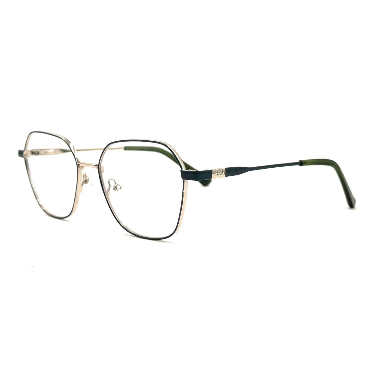 MiGAFAS XK4713 Green metal geometric butterfly eyeglasses three-quarter view