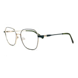 MiGAFAS XK4713 Green metal geometric butterfly eyeglasses three-quarter view