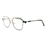 MiGAFAS XK4713 Green metal geometric butterfly eyeglasses three-quarter view