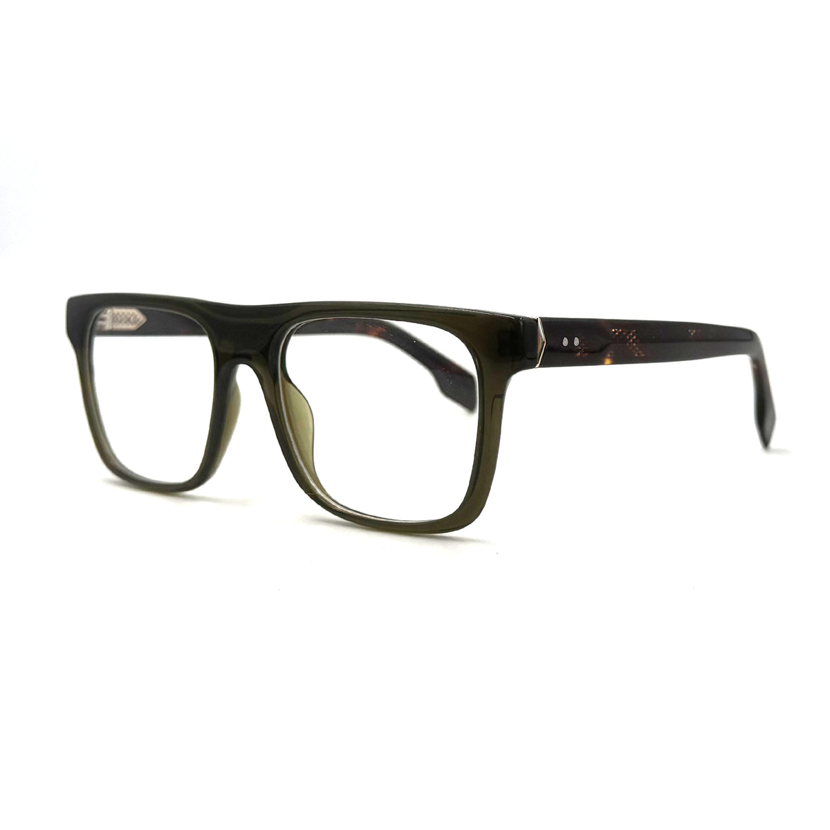 MiGAFAS QSZ5617 Green square acetate prescription eyeglasses, three-quarter view