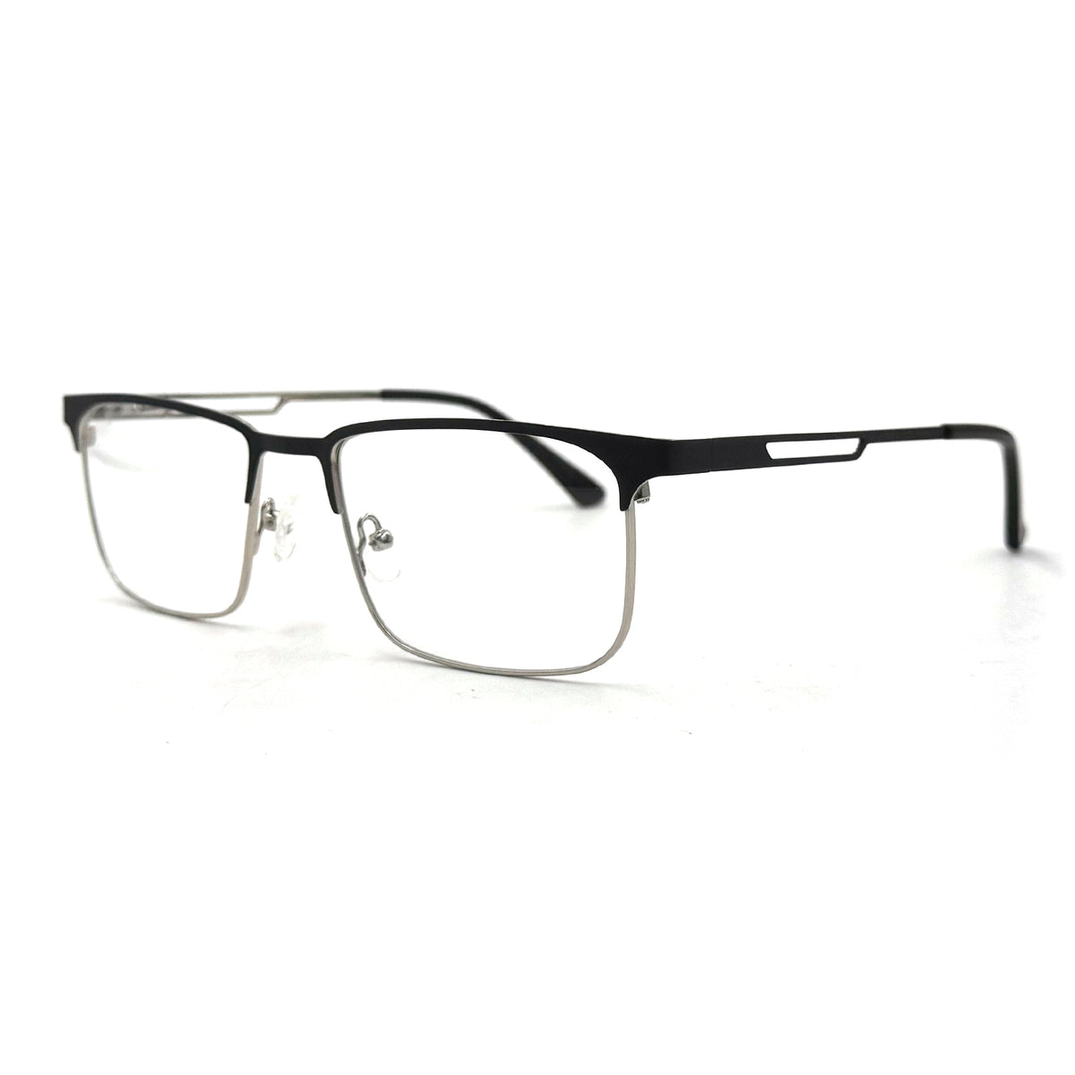 MiGAFAS XK4763 Black Metal browline eyeglasses three-quarter view