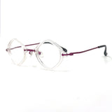 MiGAFAS 87956 polygonal acetate prescription eyeglasses, three-quarter view