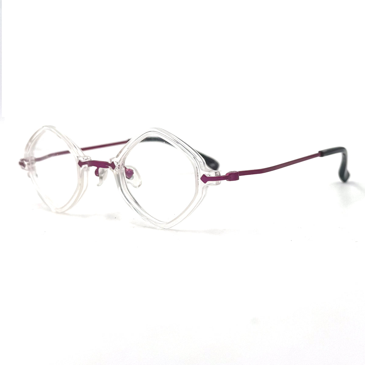 MiGAFAS 87956 polygonal acetate prescription eyeglasses, three-quarter view