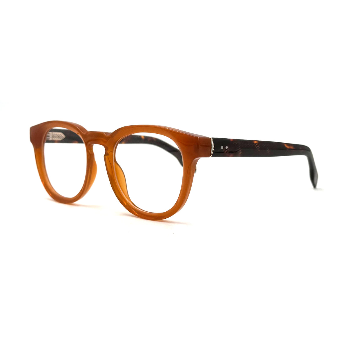 MiGAFAS QSZ5616 Bronze acetate Boston eyeglasses，three-quarter view