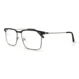 MiGAFAS XK4762 Gray stainless steel rectangle eyeglasses three-quarter view