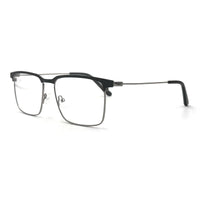 MiGAFAS XK4762 Gray stainless steel rectangle eyeglasses three-quarter view