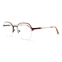 MiGAFAS XK4767 Red metal geometric round eyeglasses three-quarter view