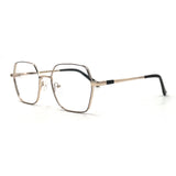 MiGAFAS XK4716 Black metal geometric rectangle eyeglasses three-quarter view