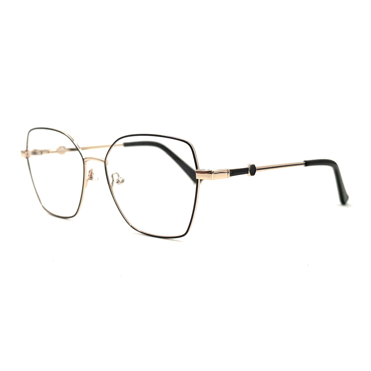 MiGAFAS XK4712 Black Metal geometric butterfly eyeglasses three-quarter view