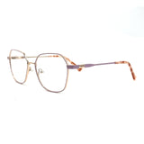 MiGAFAS XK4713 Pink metal geometric butterfly eyeglasses three-quarter view