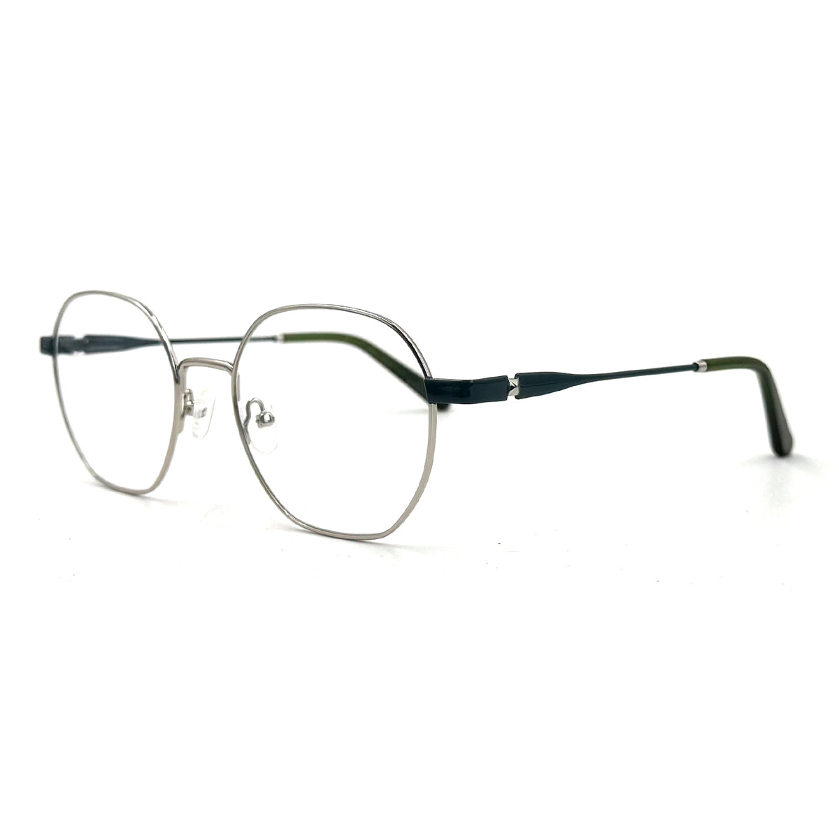 MiGAFAS XK4766 Blue Metal geometric round eyeglasses three-quarter view