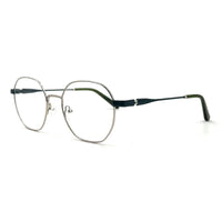 MiGAFAS XK4766 Blue Metal geometric round eyeglasses three-quarter view