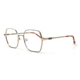 MiGAFAS XK4716 Rose Gold metal geometric rectangle eyeglasses three-quarter view
