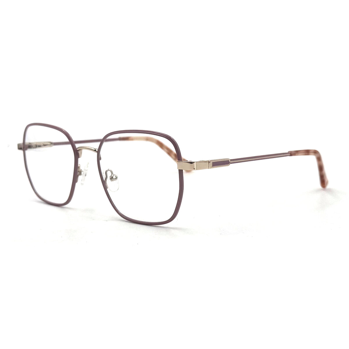 MiGAFAS XK4769 Rose Gold metal square eyeglasses three-quarter view
