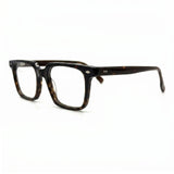 MiGAFAS F0131 Havana square acetate prescription eyeglasses, three-quarter view