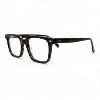 MiGAFAS F0131 Havana square acetate prescription eyeglasses, three-quarter view