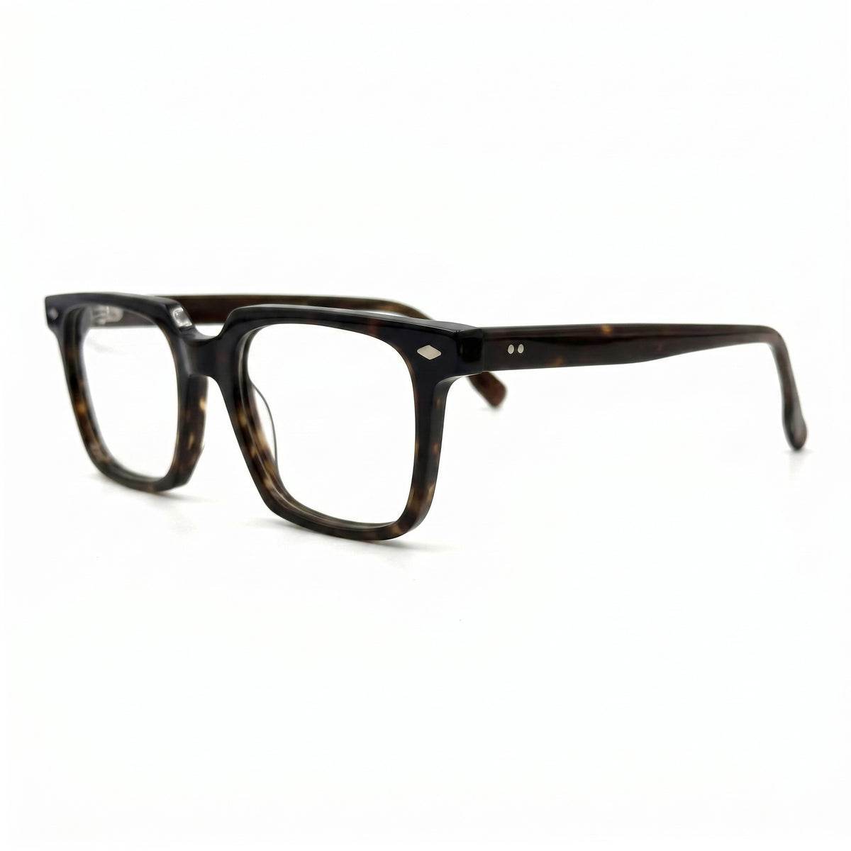 MiGAFAS F0131 Havana square acetate prescription eyeglasses, three-quarter view