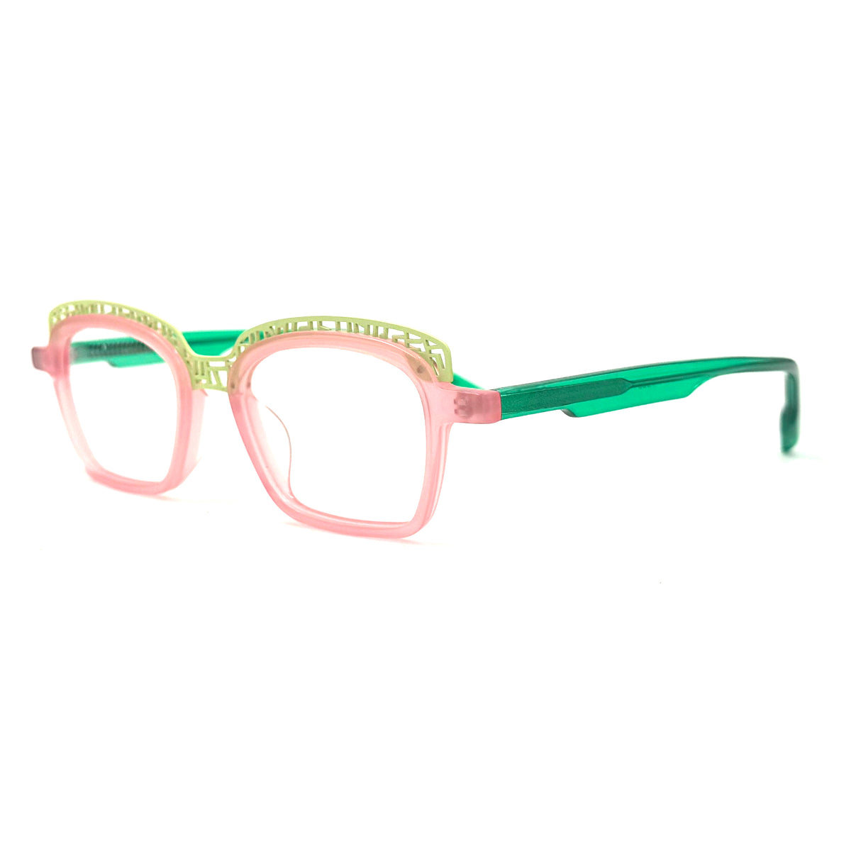 MiGAFAS 87965 cat-eye acetate prescription eyeglasses, three-quarter view