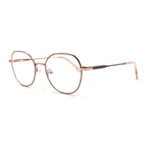 MiGAFAS XK4718 Rose Gold Metal crown panto eyeglasses three-quarter view
