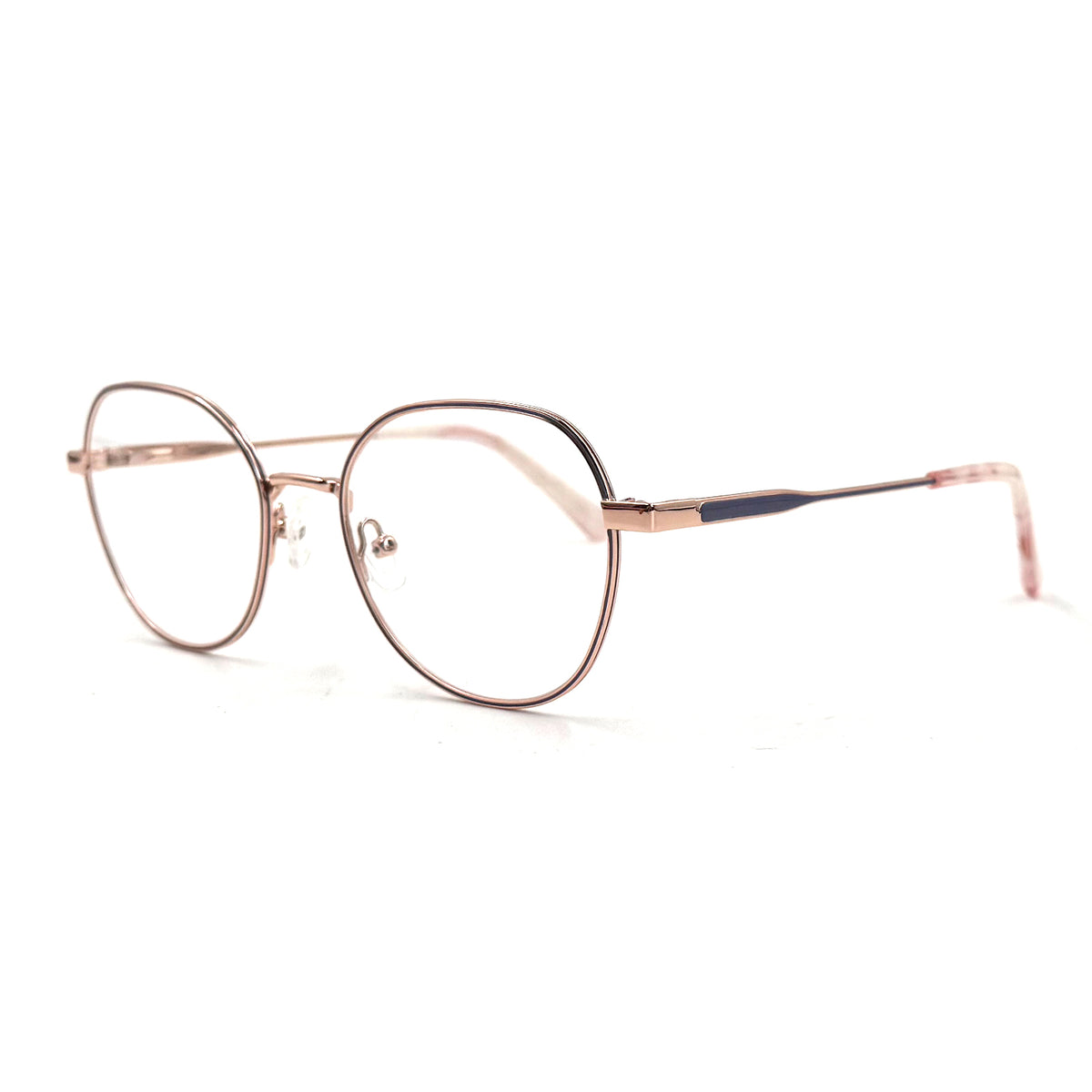 MiGAFAS XK4718 Rose Gold Metal crown panto eyeglasses three-quarter view