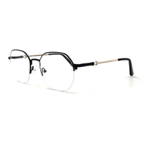 MiGAFAS XK4767 Black metal geometric round eyeglasses three-quarter view