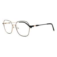 MiGAFAS XK4713 Black metal geometric butterfly eyeglasses three-quarter view