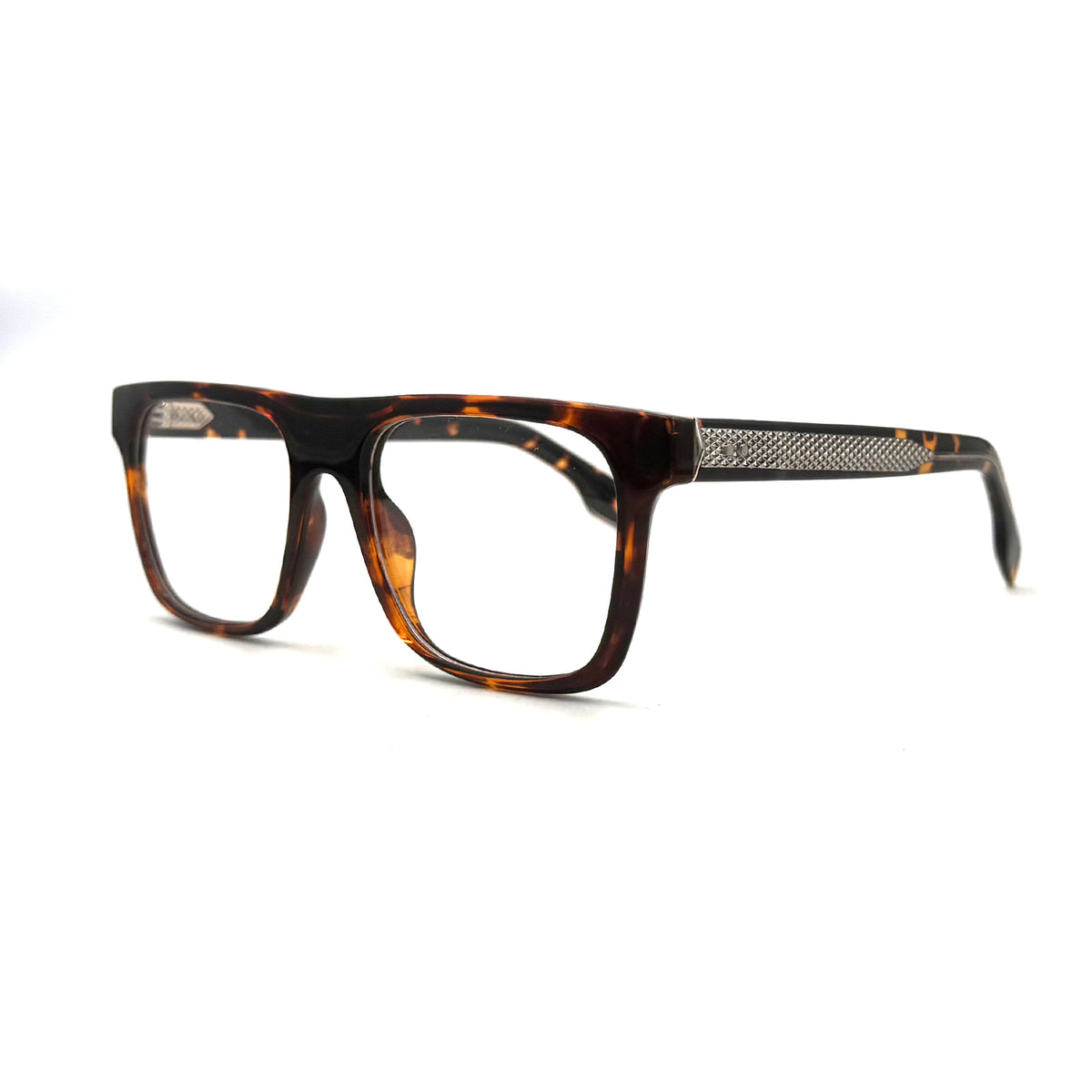 MiGAFAS QSZ5617 Havana square acetate prescription eyeglasses, three-quarter view