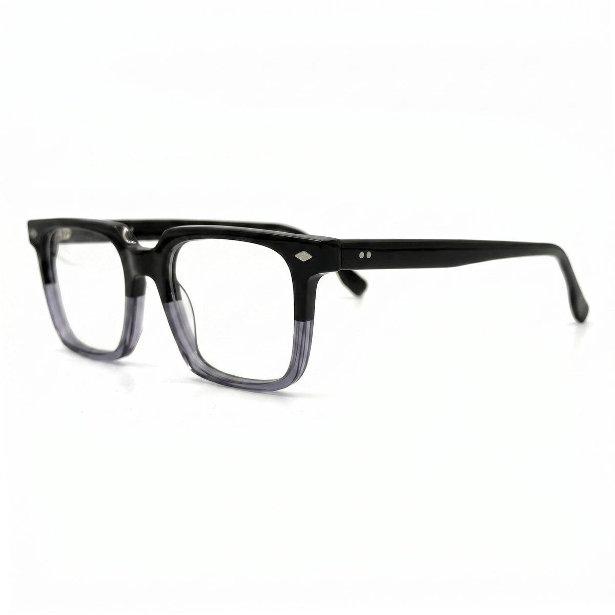 MiGAFAS F0131 Gray square acetate prescription eyeglasses, three-quarter view