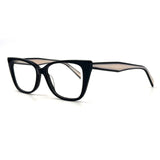 MiGAFAS BR6614 Black cat-eye acetate prescription eyeglasses, three-quarter view