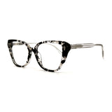 MiGAFAS F6816 Transparent Havana acetate cat-eye eyeglasses three-quarter view
