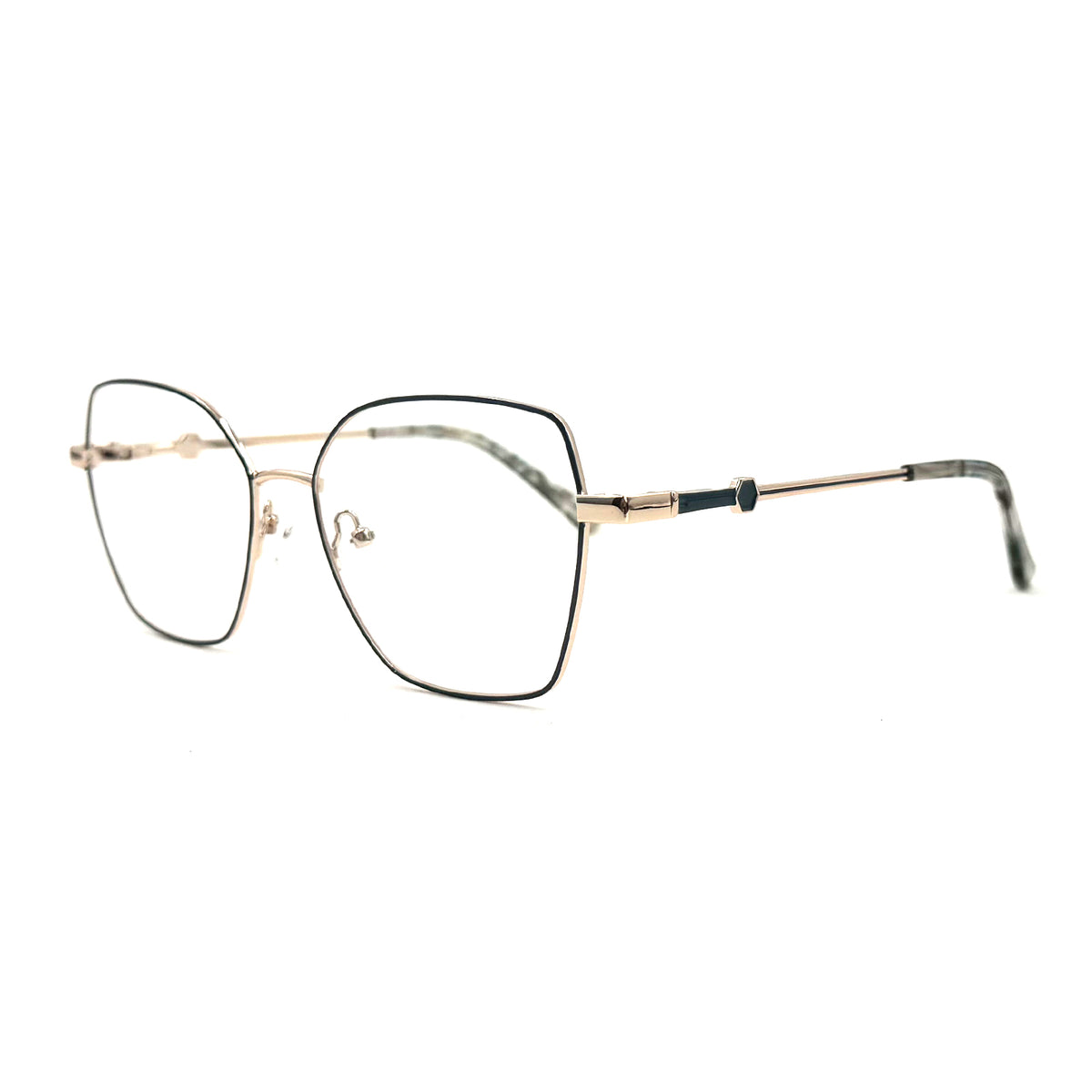 MiGAFAS XK4712 Green Metal geometric butterfly eyeglasses front view