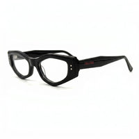 MiGAFAS F0187 Black cat-eye acetate prescription eyeglasses, three-quarter view