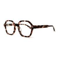 MiGAFAS F6833 Pink Havana acetate Geometric eyeglasses,three-quarter view