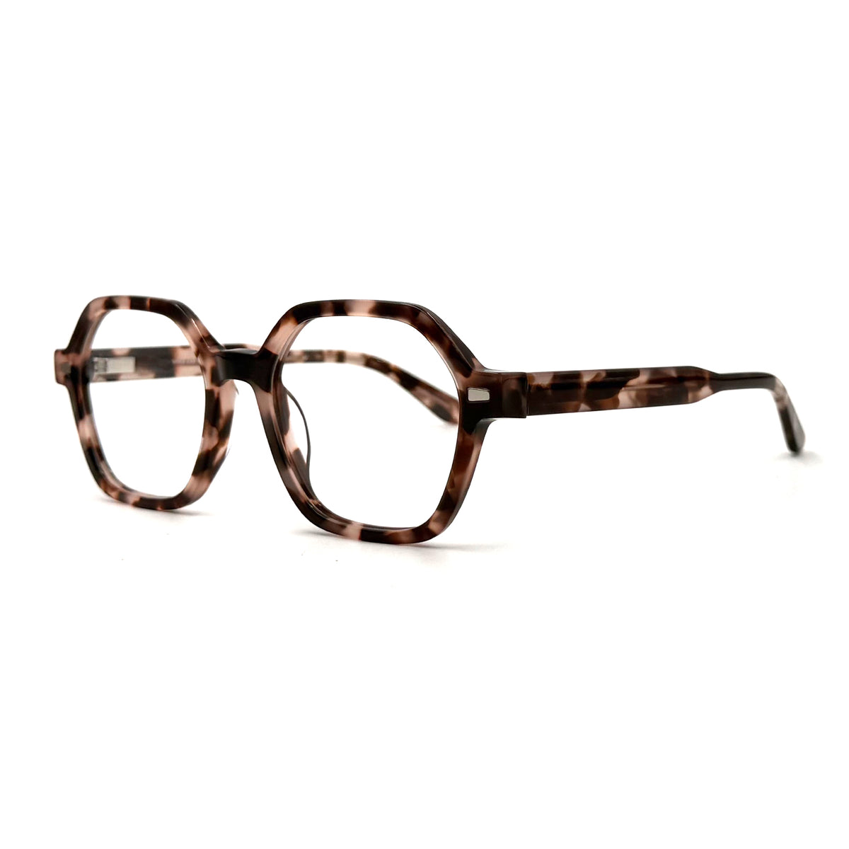 MiGAFAS F6833 Pink Havana acetate Geometric eyeglasses,three-quarter view