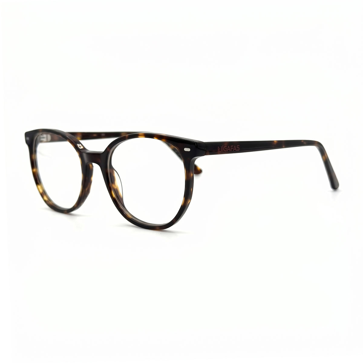 MiGAFAS FR6916 Havana Wellington acetate prescription eyeglasses, three-quarter view